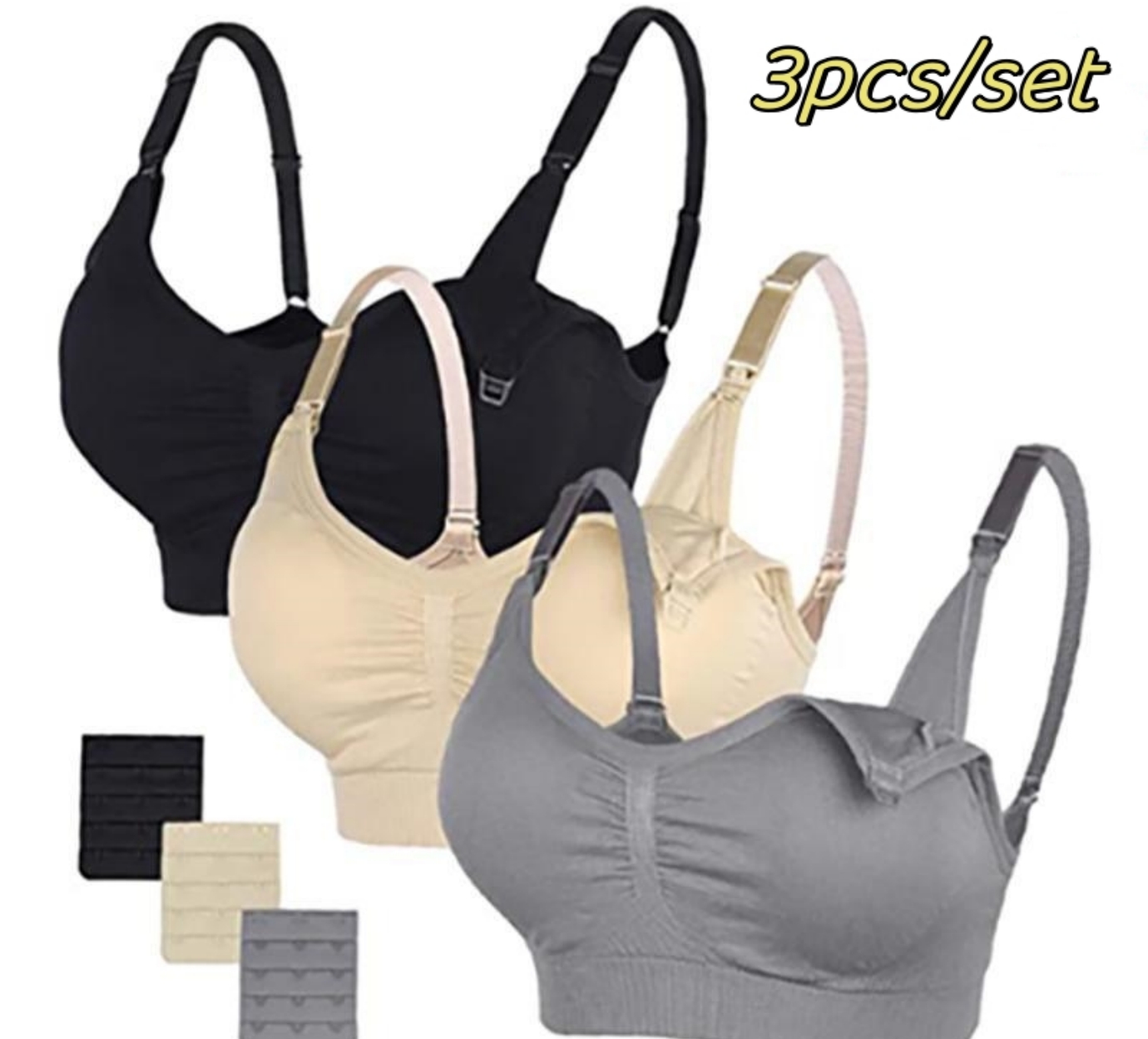 Full Coverage Bra - 3pcs/Set High Quality Maternity Nursing Bras